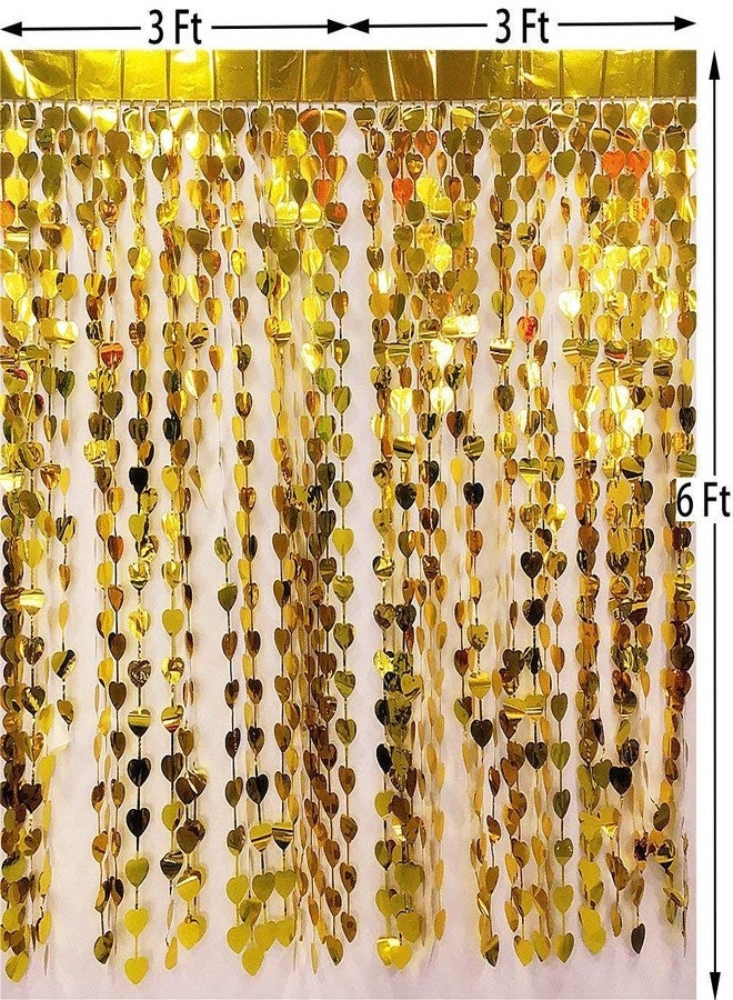 WOLFANO Gold Heart Shaped Foil Fringe Decorative Curtains Foil Fringe Curtains for Wedding, Engagement, Bridal Shower, Bachelorette Celebration,6 ft Long (Pack of 2) - Image 5